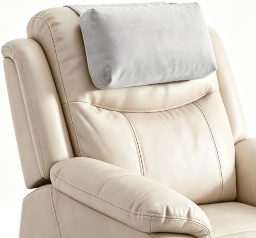 Headrest Pillow Adjustable Non-Slip Velvet for Recliner/Armchair, Grey