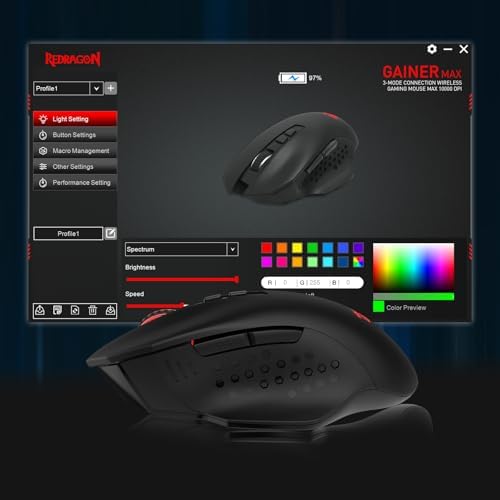 Redragon M656 MAX 3-Mode Wireless RGB Gaming Mouse 10000 DPI Remapping Keys