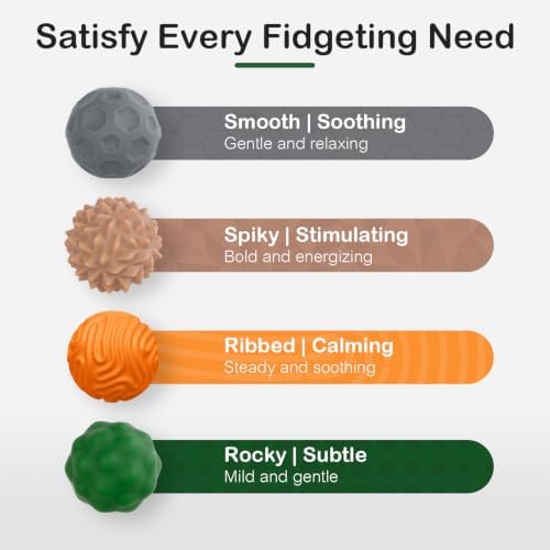 Fidget Toys Adults – 4PCS Magnetic Silicone Stress Balls for Anxiety, Focus & ADHD Relief, Textured Sensory Desk Gadgets, Stocking Stuffers or White Elephant Gifts for Men Women Teens