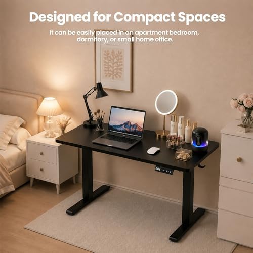35" x 20" Electric Standing Desk, Compact Height Adjustable Desk for Small Spaces, Small Ergonomic Sit Stand Workstation for Home Office Bedroom Apartment (Classic Black)