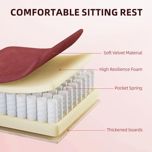 Ferghana Velvet Fabric Gaming Chair, High Back Ergonomic Gamer Chair for Adult, Comfortable Video Game Chair with Footrest and Massage Lumbar Cushion, Racing Reclining Office Computer Desk Chair Red