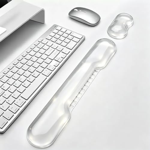 Mouse Pad with Wrist Rest, Soft Cloud Gel Keyboard Mouse Pad Set with Hand Wrist Support, Cute Non Slip Office Desk Accessories for Comfort/Pain Relief/Computer/Laptop (Clear Cave)