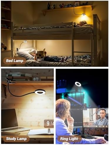 Clip on Lamp,5 Colors+10 Brightness Memory LED Desk Lamp with Clamp Light