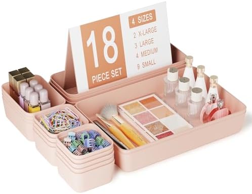 Drawer Organizers Bins 18 PCS for Bathroom Makeup Desk Office