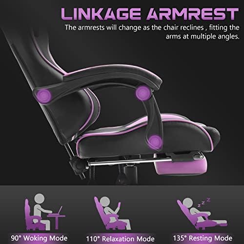 Ferghana Gaming Chairs, Ergonomic Racing Style PC Game Computer Chair with Headrest Lumbar Support Adjustable Recliner PU Leather Video Computer Chair(Dark Purple)