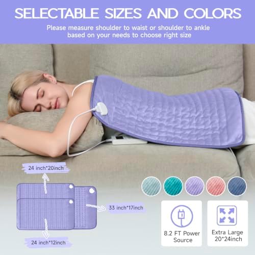 Heating Pad for Back, Neck, Abdomen, Fast Heating Electric Pad for Neck and Shoulders, Soft Dry/Moist Therapy, Auto Off Timer, Cozy Mother' s Day Gift Perfect for Women/Moms