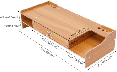Monitor Stand Riser,Computer Monitor Stand,Monitor Stand Riser with Storage,Desktop Computer Monitor Stand,Multi-Purpose Desk Organizer Shelf,Computer Rack with Lockable Drawer,for Homes,Schools