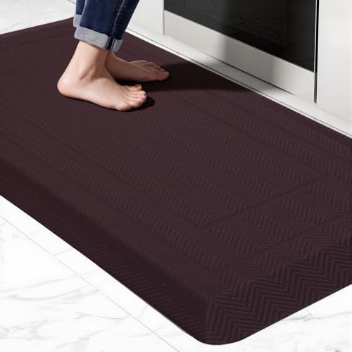 UKISS 9/10"" Extra Thick Cushioned Anti Fatigue Kitchen Mat, Waterproof High Density Foam Standing Desk Mat, Non-Slip Ergonomic Comfort Mat for Kitchen, Office,Workstation Black (Brown, 20" X 39")