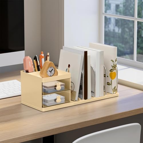 Desk Organizer With 4 Bookshelf Compartments, Desk Organizers
