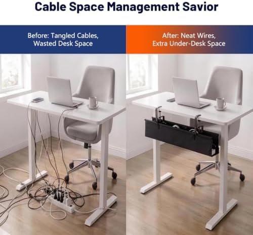 Under Desk Cable Management Tray 28" No Drill Cord Organizer 70lbs Metal