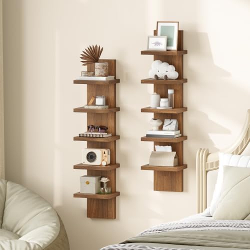 HOOBRO 5 Tier Wall Shelf Unit for Storage, 2 Pack Floating Shelves for Wall