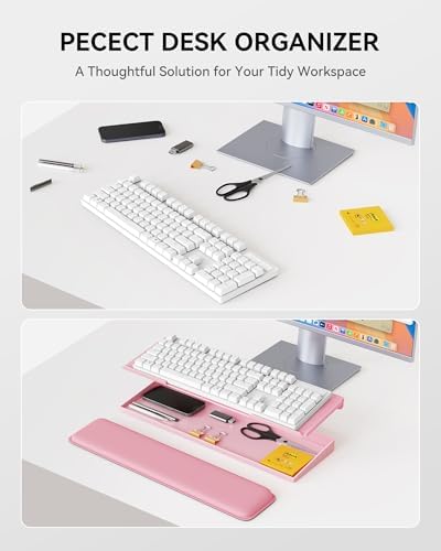 Computer Keyboard Stand with Storage Box, Keyboard Riser with Wrist Rest
