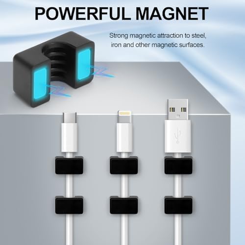 10 Pack Magnetic Cord Holder, Strong Magnet Cable Clips, Cable Holder