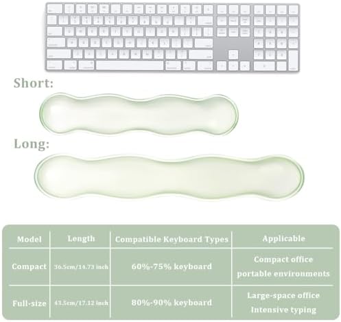 17.12inch Longer Green Gel Wrist Rest Set for Full-Sized Computer Keyboard