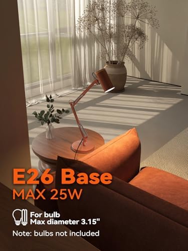 TORCHSTAR Tall Swing Arm Desk Lamp with Wooden Accent, Large Size, Orange