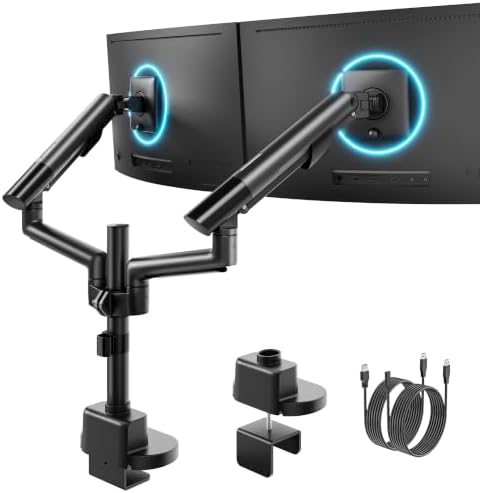 monTEK USB Stacked Dual Monitor Arm for 17-40" Screens, 24.3 lbs Each