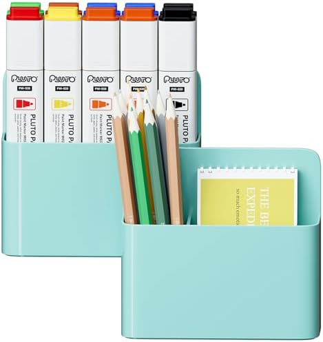 Mabrasse 2p Magnetic Dry Erase Marker Holder,Pen and Eraser Holder for Whiteboard, Magnet Pencil Cup Utility Storage Organizer for Office, Refrigerator, Locker and Metal Cabinets（Green）
