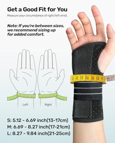 Rakiie 2 Pack Carpal Tunnel Wrist Brace Night Splint, Gray