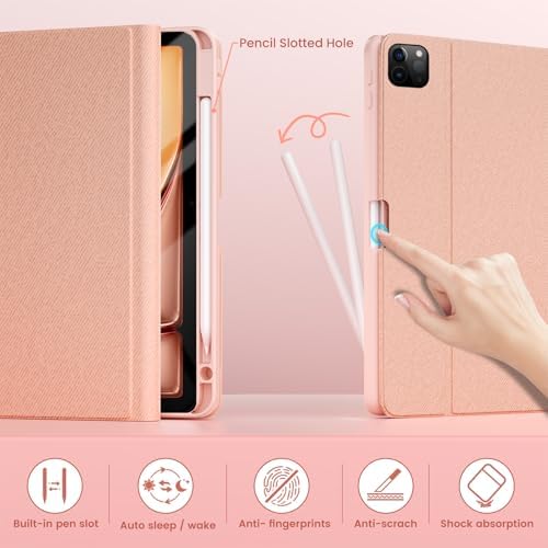 Magnetic 360 Rotatable Wireless Bluetooth Keyboard Case, Pink