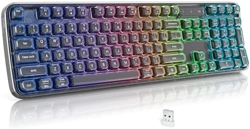 Wireless Ergonomic Keyboard, Full-Size Triple-Mode BT 5.0/2.4GHz/Wired USB-C Wireless Keyboard with RGB Backlit, Rechargeable Battery, Curve Design for Windows/Mac/Android - Black