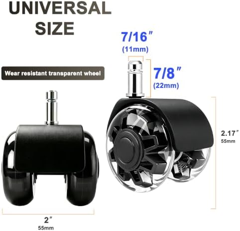 2" Caster Wheels Set of 5, Heavy Duty Office Chair Wheels