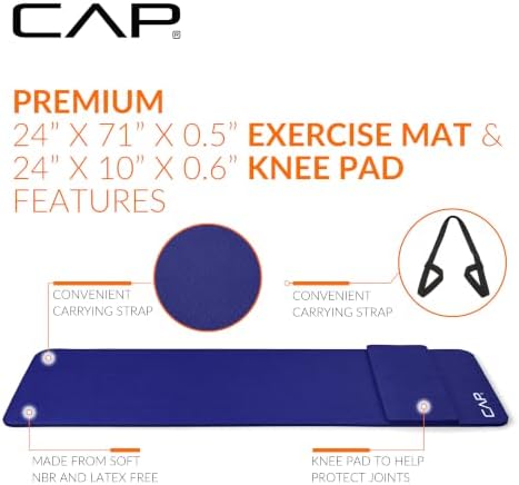 CAP Barbell 1/2-Inch High Density Exercise Yoga Mat with Strap | Multiple Options