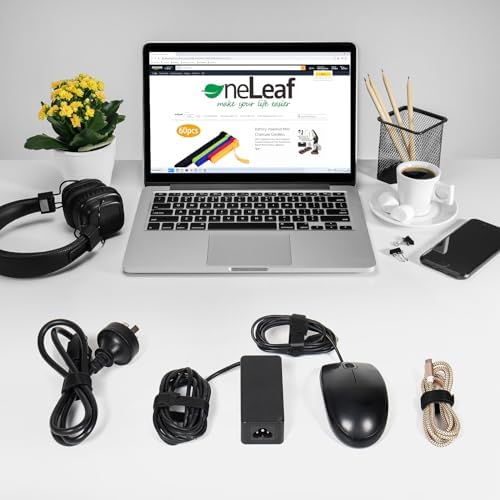OneLeaf 110PCS Reusable Cable Ties, Adjustable 8-inch Cord Organizer Ties, Multi-purpose Hook Loop Cable Management Wire Ties for Organizing Home, Office, Data Centers, Black (Pack of 2)