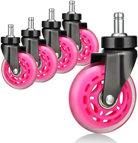 Hirate 5 Pack 3" Office Chair Caster Swivel Wheels for Standard 11mm Chairs