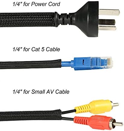 Cable Management Sleeve, Split Design, 10FT - 1/4 Inch, Black