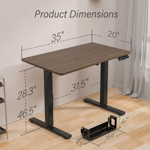 Kingant Standing Desk, 35x20 Inch Electric Height Adjustable Computer Desk