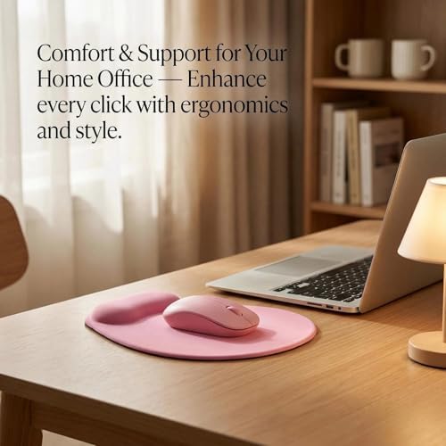 Silicone Wrist Rest Mouse Pad, Ergonomic Memory Foam Cushion, Non-Slip Rubber Base, Surface for Office, Gaming, Home - Comfortable Support to Reduce Wrist Fatigue (Pink) 1Pcs