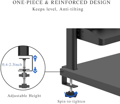 Clamp on Desk Shelf, 17in 2-Tier Office Desk Shelves Organizer, Small Shelf for Top of Desk with Headphone Holder and Hooks, Desktop Storage Rack for Home Workspace, Study Rooms, Gaming Accessories