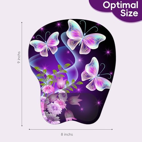 Upgrade Ergonomic Mouse Pad,Non Slip Mousepad Wrist Rest Support for Office, Computer, Laptop & Mac(B-Vivid Butterfly)