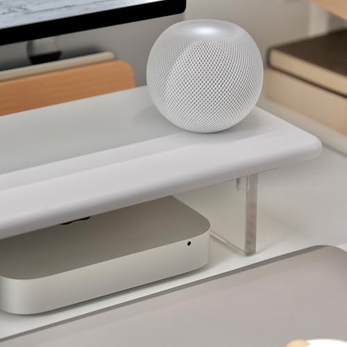 Bamboo Monitor Stand Riser, Natural Desk Shelf with Acrylic Legs