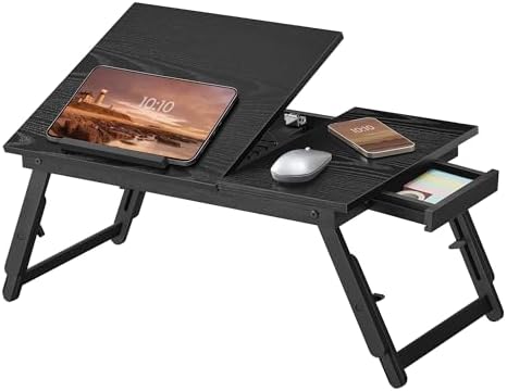 SONGMICS Bed Laptop Desk, Folding Bed Table Adjustable Angle and Height