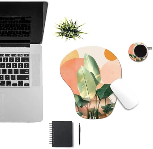 Ergonomic Mouse Pad with Wrist Rest,Comfortable Computer Gel Mouse Pad Wrist Support for Laptop,Pain Relief Mousepad with Non-Slip PU Base Design Art