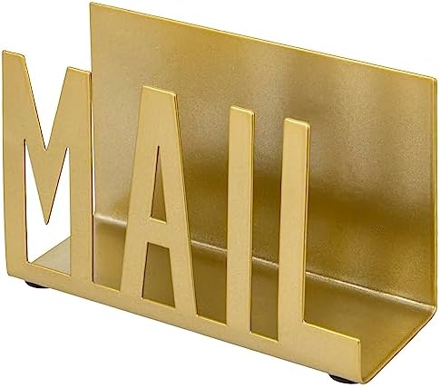 MyGift Gold Metal Mail Holder, Desktop Organizer with MAIL Design