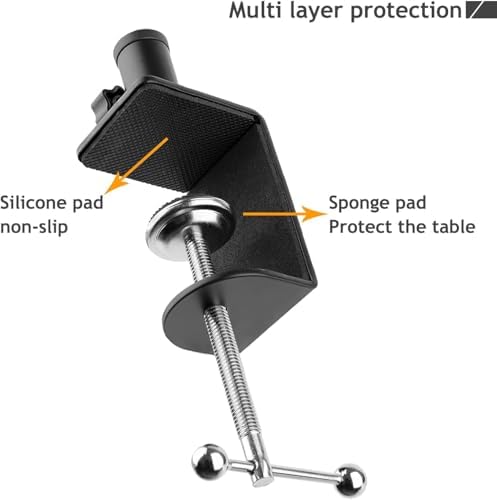 Desk C-Clamp with 1/2" Thread Hole, C Clamp for Microphone Stand, Adjustable Metal Table Clamp on Desk Lamp, Black Desk Lamp Clamp for Swing Arm Magnifying (1, Black)