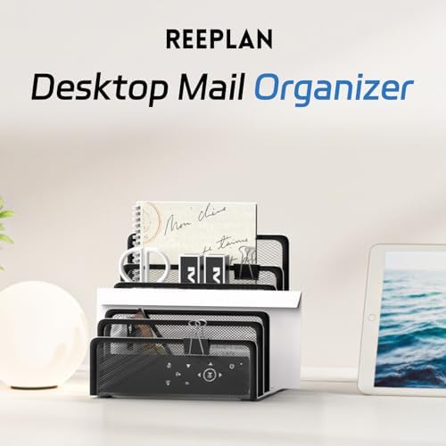 Mail Organizer with 5 Slot Mail Holder for Desk Black