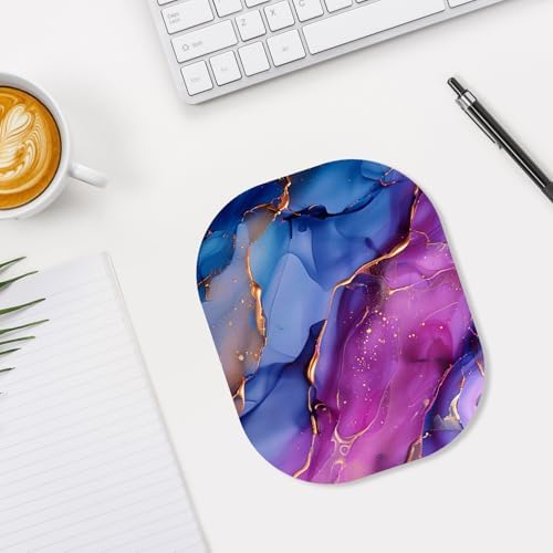 Small Mouse Pad, 6 x 7 Inch, Oval Mini Mouse Pad with Non-Slip Rubber Base for Laptop Wireless Mouse Keyboard Tray Mousepad, Marble Patterns
