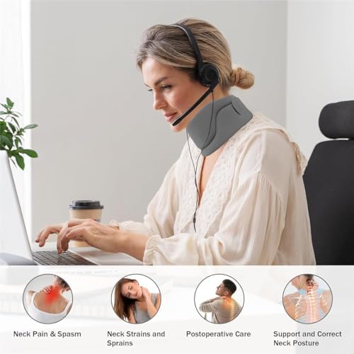 Neck Brace for Neck Pain and Support, Adjustable Soft Foam Cervical Collar for Sleeping, Women Men Neck Protectors Wraps Keep Vertebrae Stable and Aligned, Cervical Spine Pressure Relief (Gray, L)