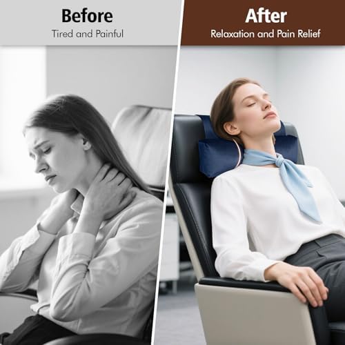 WdFour Velvet Neck & Head Pillow for Recliner Chair, Small Ergonomic Cervical Support Pillow for Home, Office and Travel, Non-Slip Cushion for Tension Relief & Shoulder Comfort (Navy Blue)