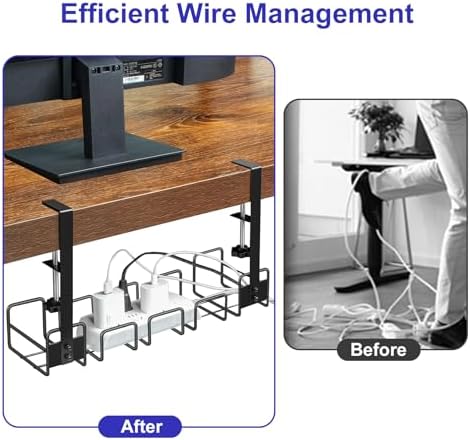 OneLeaf Under Desk Cable Management Tray - No Drill Wire Management Rack