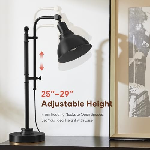 VONLUCE Rustic Desk Lamp, Adjustable Industrial Table Lamp for Home Office