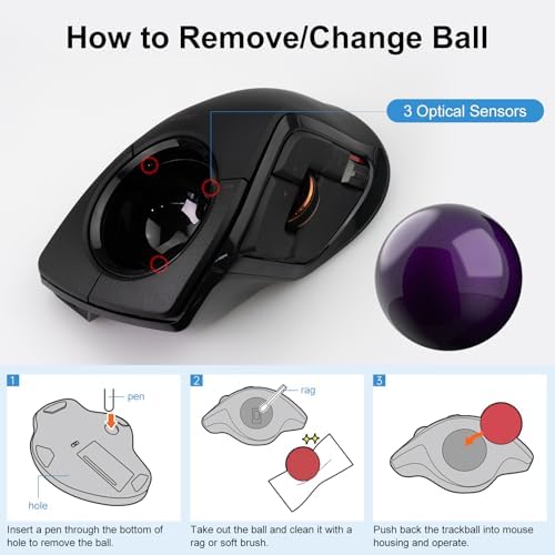 SANWA Trackball 44mm/1.73in, Replacement Ball for ELECOM DEFT/DEFT PRO, and Other Compatible Trackball Mouse, Glossy Purple