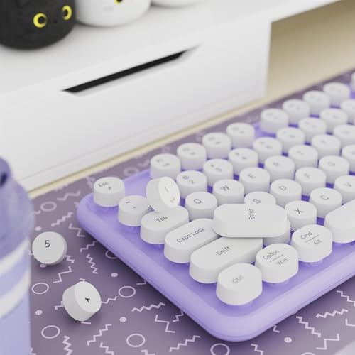 Colorful Wireless Keyboard and Mouse Combo Purple White