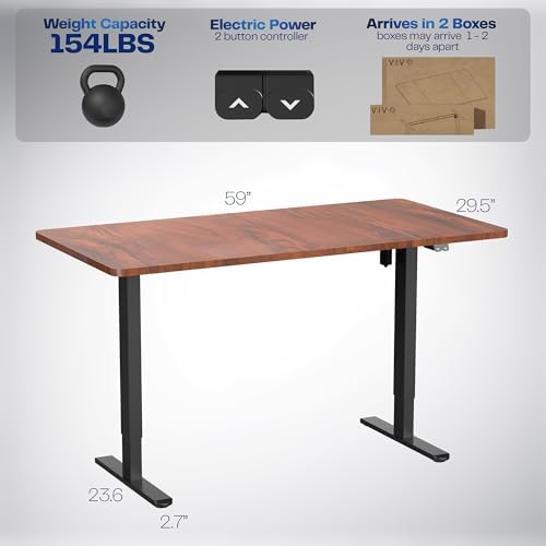 VIVO Dark Walnut 60 x 30 in Standing Desk, DESK-KIT-0B6D