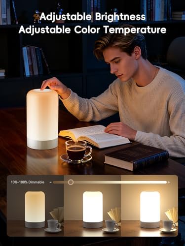 RGBICWW Smart Table Lamp, Touch Bedside Lamp with App Control, LED Desk Lamp with Music Sync, 30+ Scenes & 16M Colors, Color Changing Lamp for Bedroom Living Room Gaming Dimmable Night Light, White