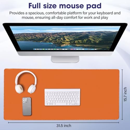 31.5" x 15.7" Waterproof Fabric Keyboard Mat, Rubber Anti-Slip Base, Orange