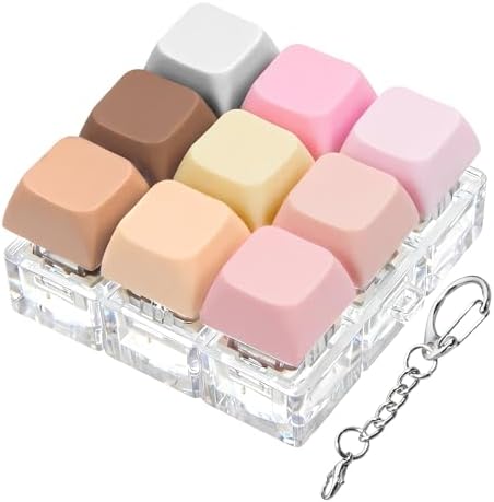 Keyboard Fidget Toy, Keyboard Fidget Keychain 9-in-1 Keyboard Decompression Button Finger Clicker Toys Stress Relief Fidget Gifts (Morandi)